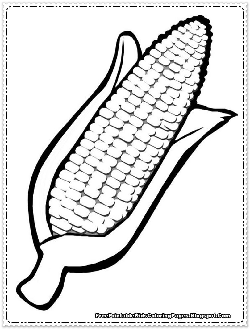 Corn On Cob Template Sketch Coloring Page