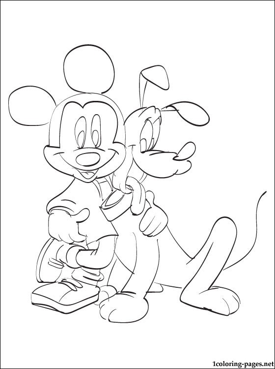 Mickey Mouse & Pluto coloring page | Coloring pages