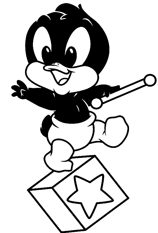 Drawing Baby é Lucas in balance above the toy cube (Baby Looney Tunes) coloring  page