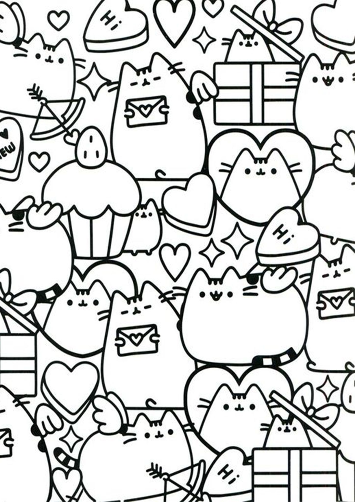 Free & Easy To Print Pusheen Coloring Pages | Pusheen coloring pages,  Valentine coloring pages, Cat coloring page