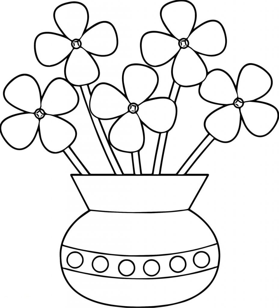 Flowers In A Pot Coloring Pages - Coloring Home