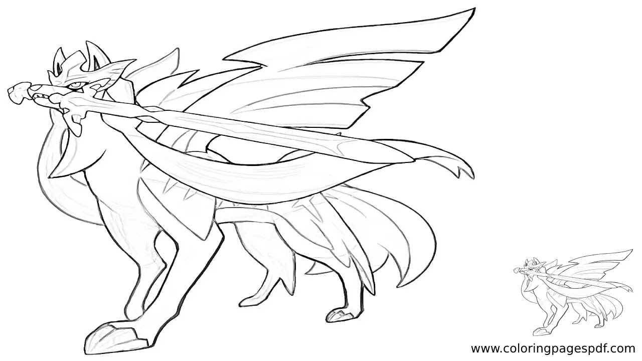 Coloring Page Of Zacian (Crowned Sword Form)