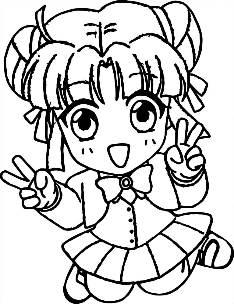 Cute Anime Chibi Girl Coloring Page for Kids - ColoringBay