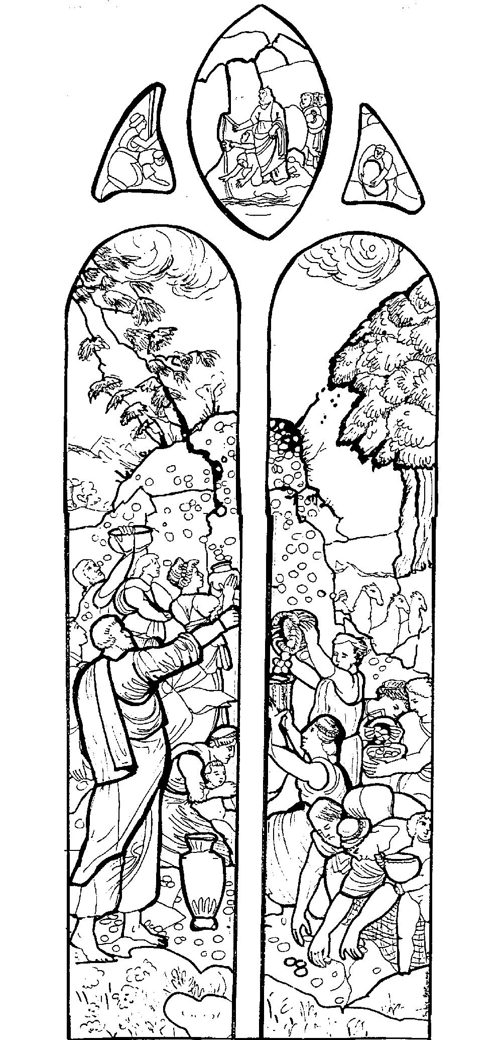 Stained Glass - Coloring Pages for adults : coloring-medieval-vitrail