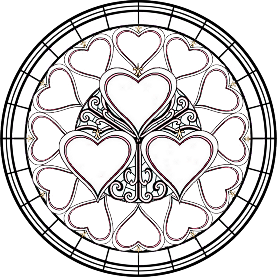 free coloring page of stained glass medieval vitrail ...