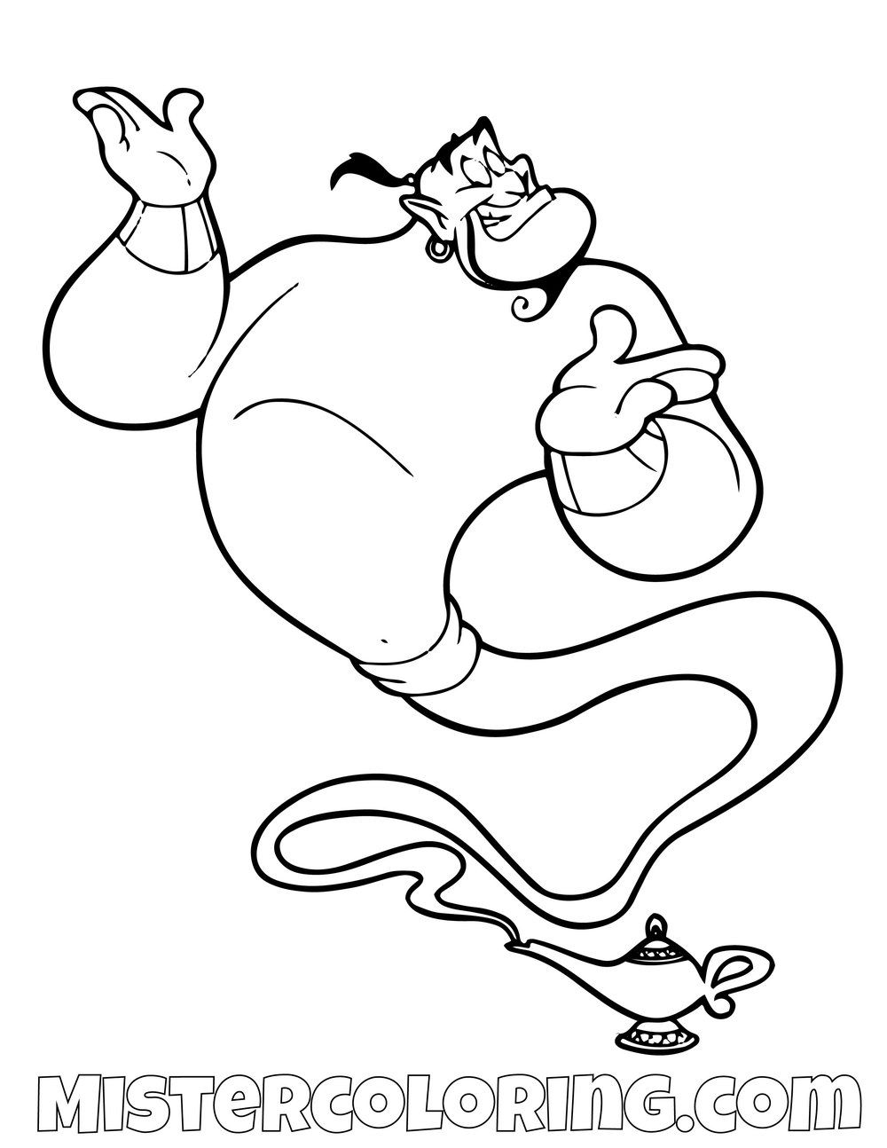 Genie Escaping Lamp Aladdin Coloring Page For Kids in 2020 ...