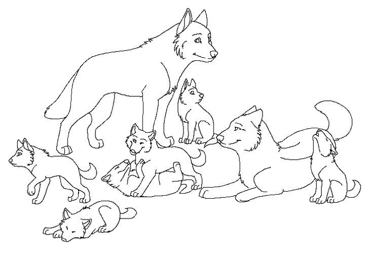 wolves pack coloring pages