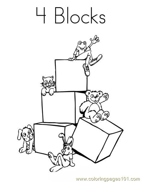4 blocks Coloring Page - Free Shapes Coloring Pages ...