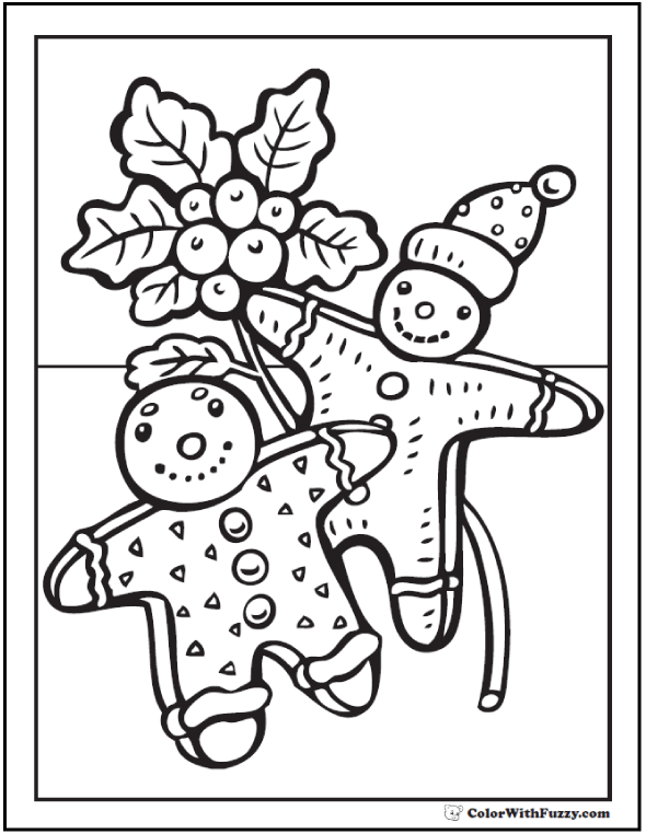 Christmas Gingerbread Men Coloring Page
