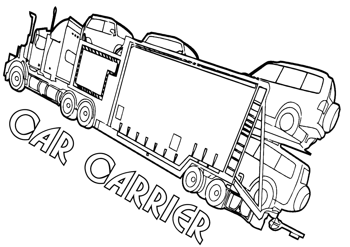 Car carrier trailer coloring pages | Coloring pages to download and print
