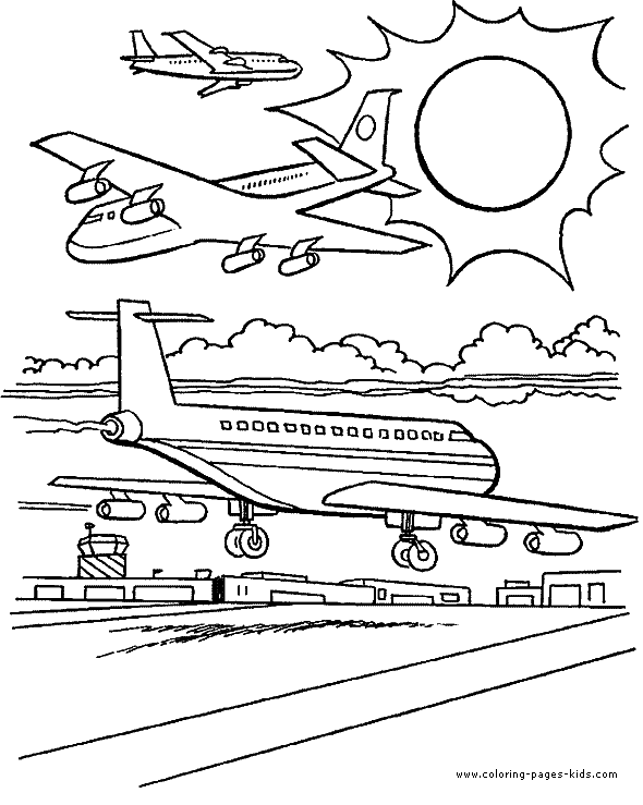 Plane Landing Coloring Page | Airplane coloring pages, Coloring ...