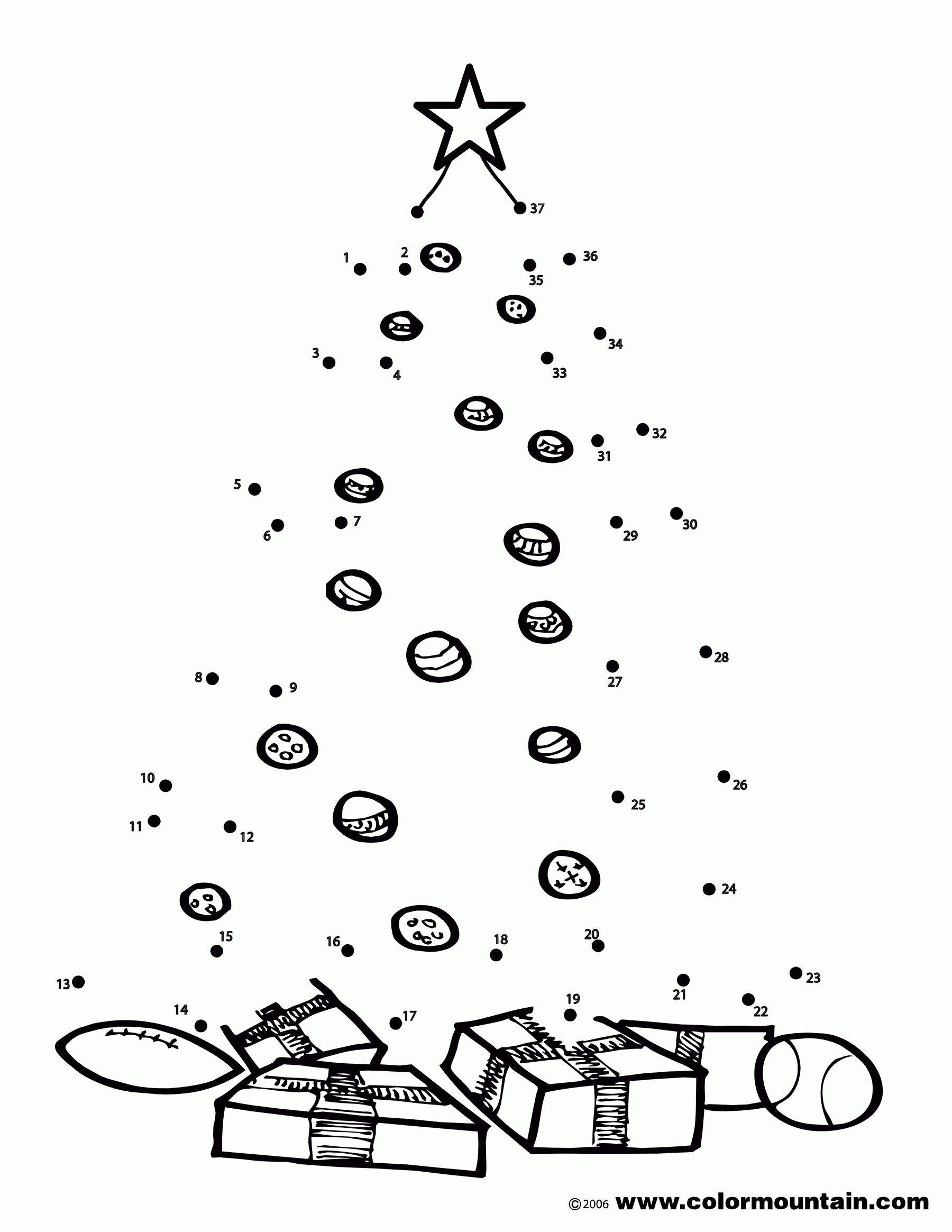 Christmas Tree Activity Dot to Dot Coloring - Create A Printout Or ...