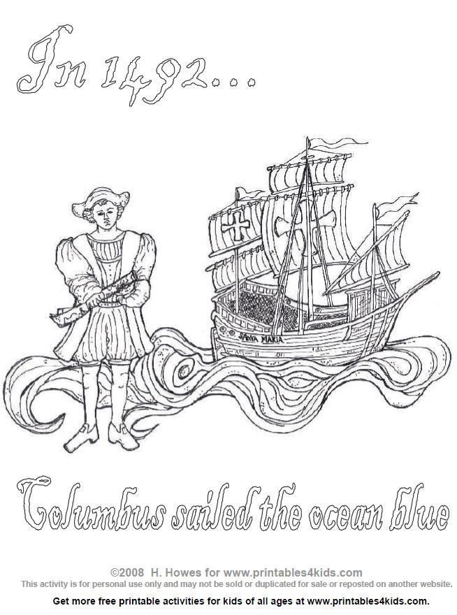 Christopher Columbus Coloring Pages For Kindergarten - Coloring Page