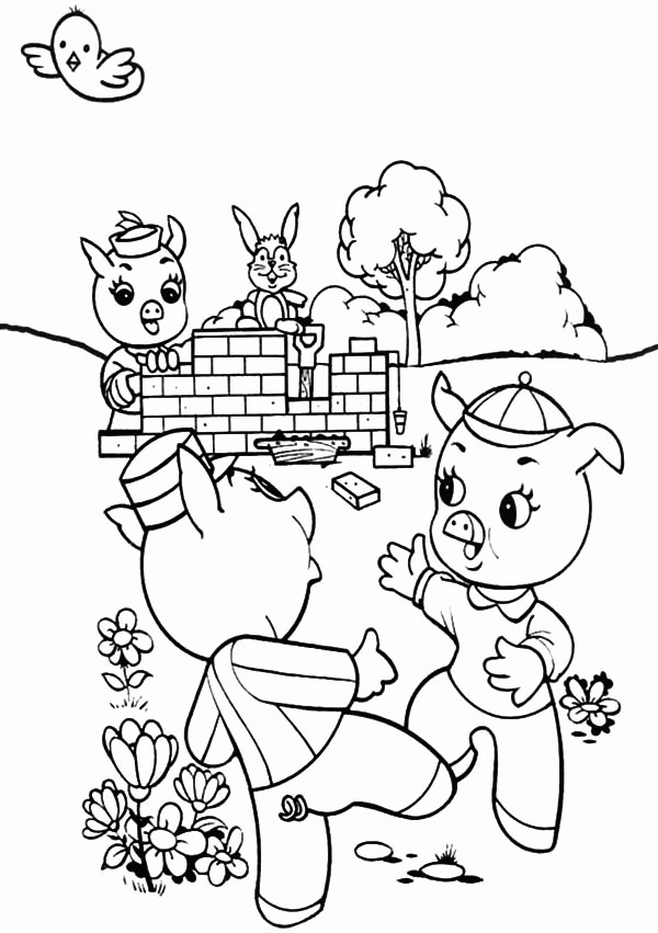 Wolf Found the House of Three Little Pigs Coloring Pages | Batch ...