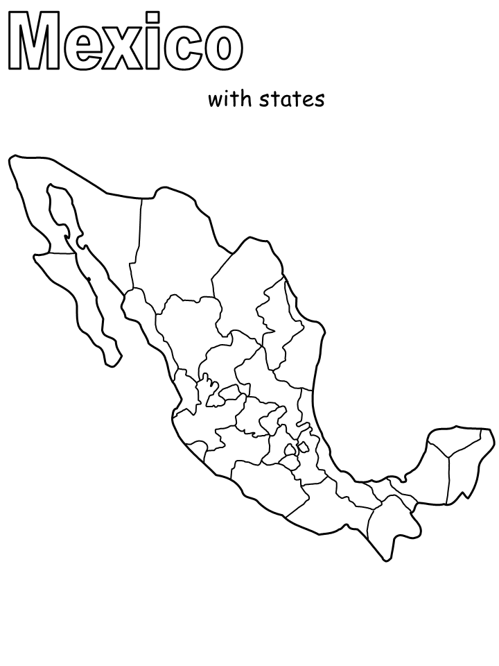 Printable Mexico Map2 Countries Coloring Pages - Coloringpagebook.com