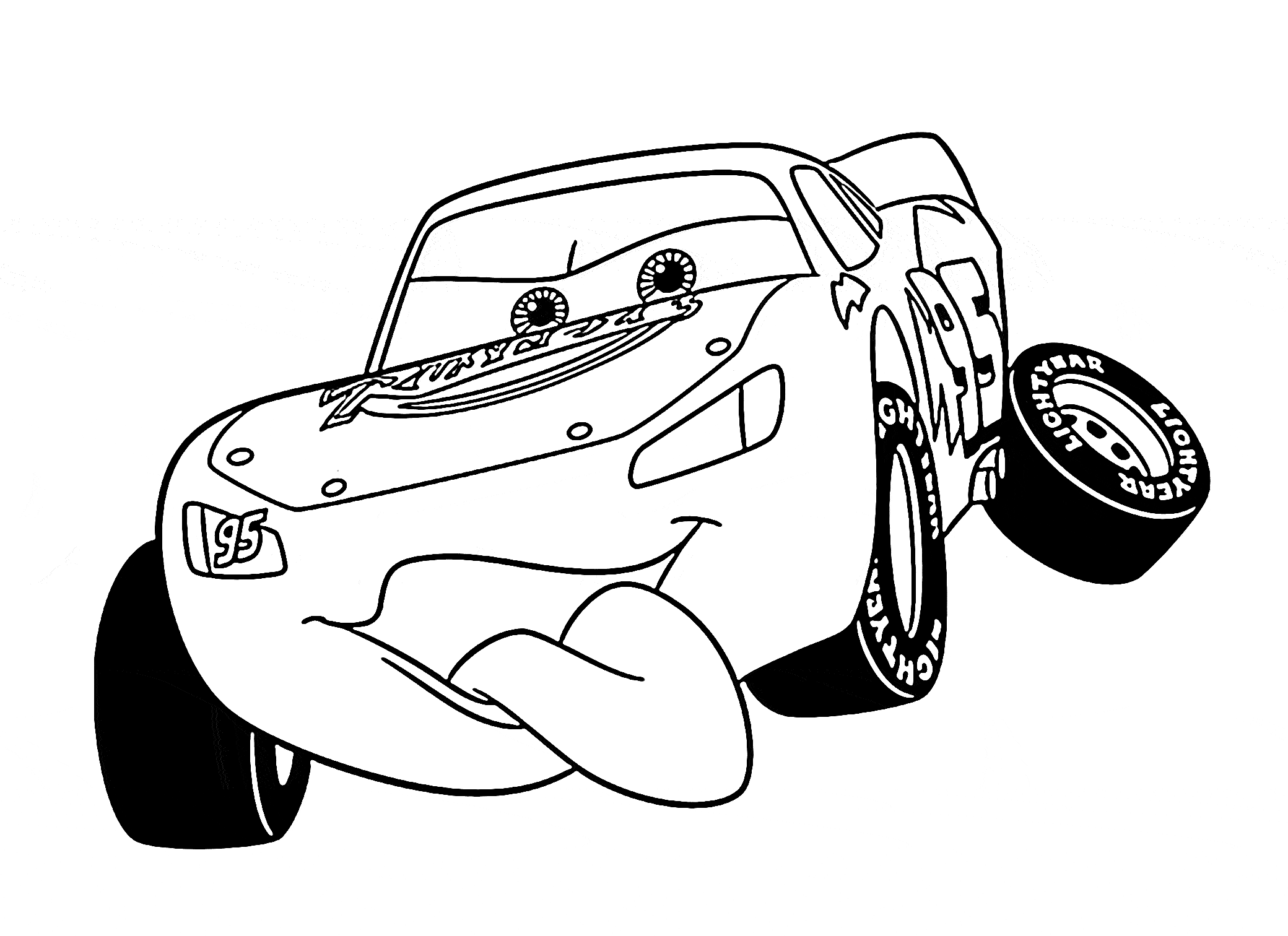 Funny Lightning McQueen - Cars coloring page for kids, disney ...