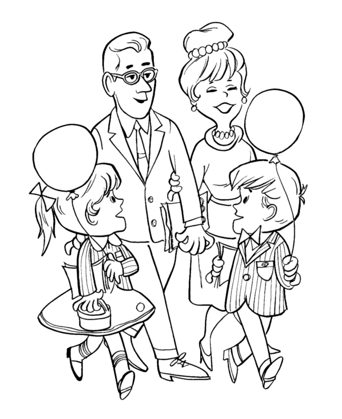 Grandparents Day Coloring Pages - Grandparents take us to the fair 