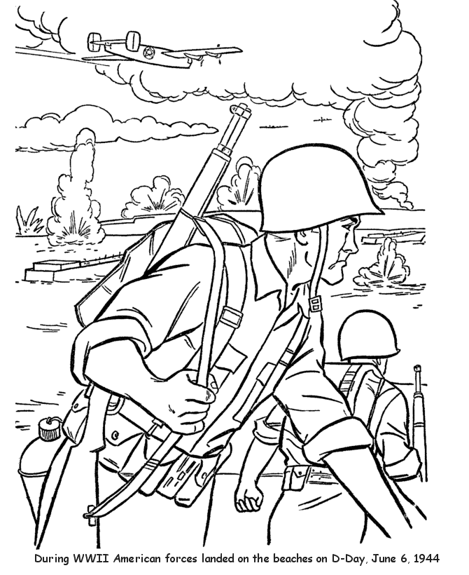 Armed Forces Day Coloring Pages | US Army D-Day - World War II 