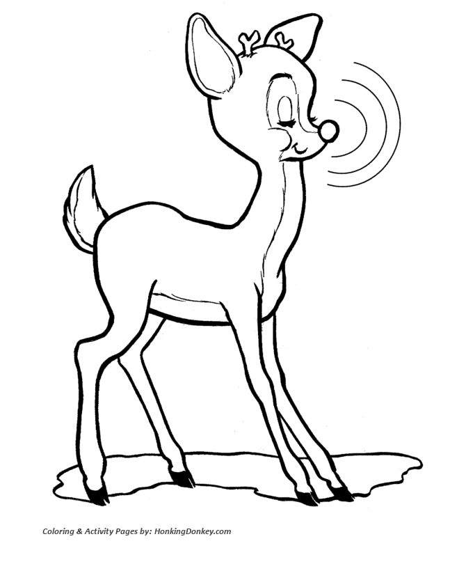 Rudolph the Red Nose Reindeer Coloring Page - Rudolph has a ...