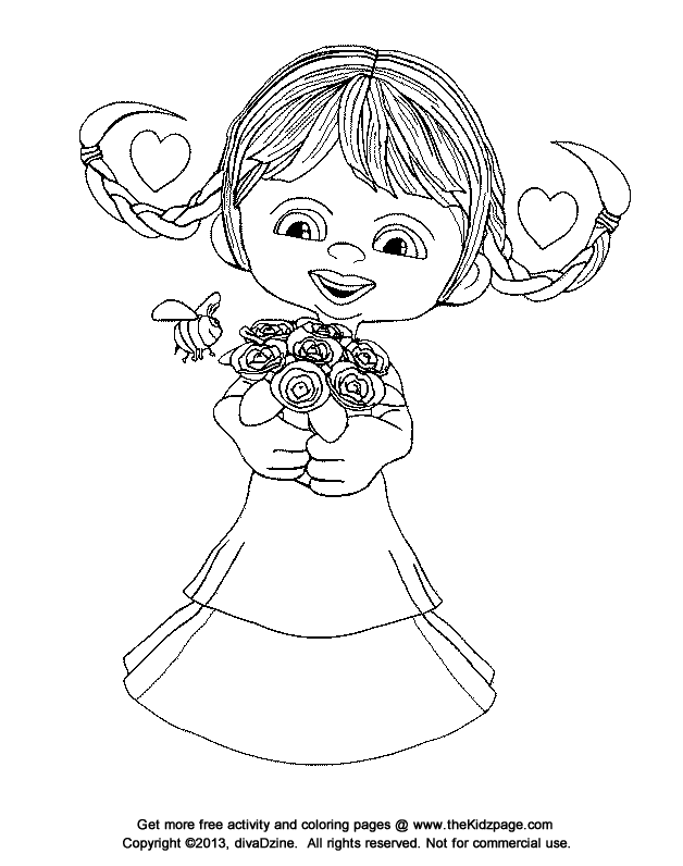 Bee Mine Flower Girl - Free Valentine's Day Coloring Pages for ...