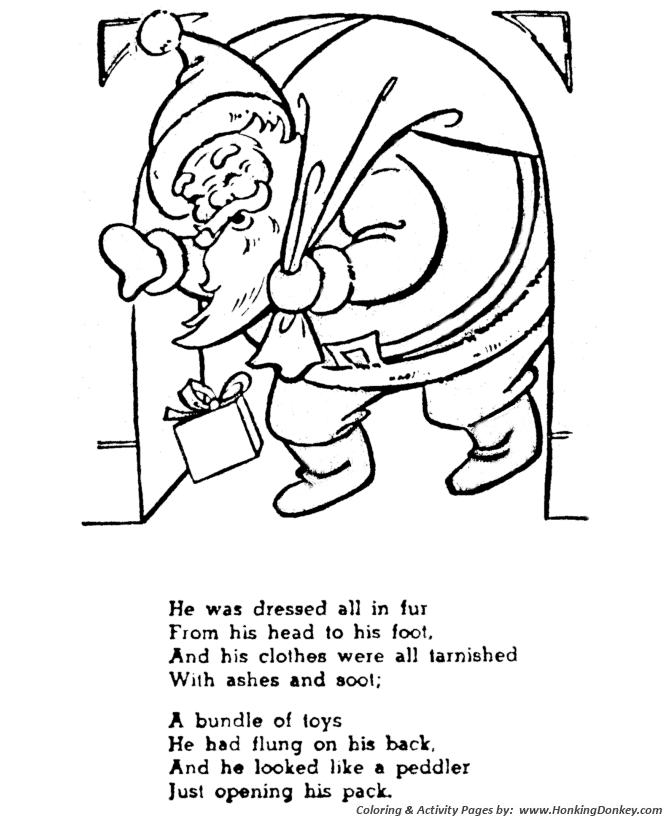 Night Before Christmas coloring pages | His cheeks were like Roses 