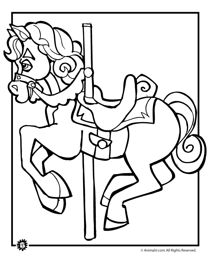 children on carousel Colouring Pages (page 3)