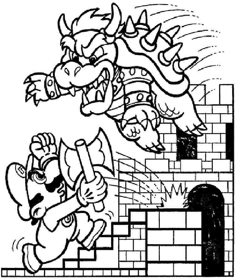 Coloring Sheets Cartoon Super Mario Bros Free Printable For 