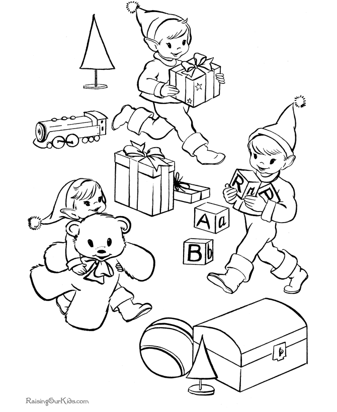 Free Christmas coloring pages - Santa's helpers!