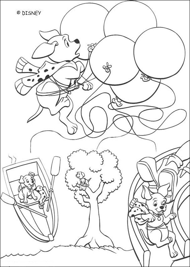 101 Dalmatians coloring pages - Puppies on a boat