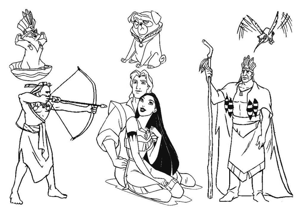 Character Cartoon Pocahontas Coloring Pages - Princess Coloring 