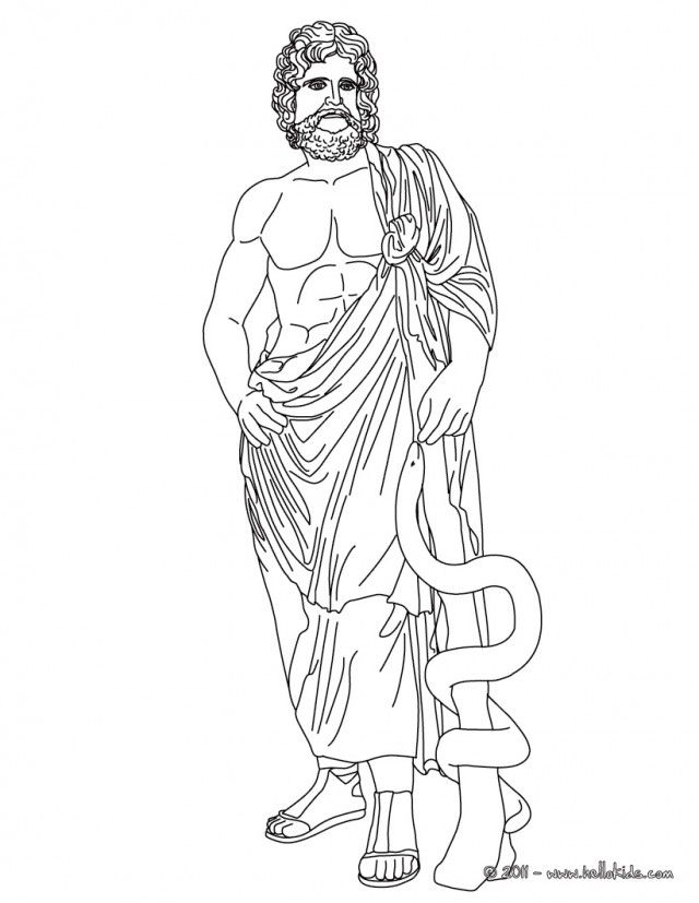GREEK GODS Coloring Page ASCLEPIUS The Greek God Of Medecine - Coloring ...