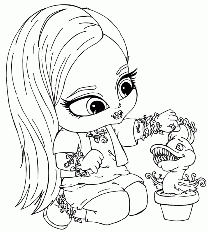 Little Monster High And Pet Coloring Pages - Monster High Cartoon 