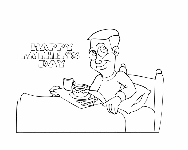 Father's Day breakfast in bed - Free Printable Coloring Pages