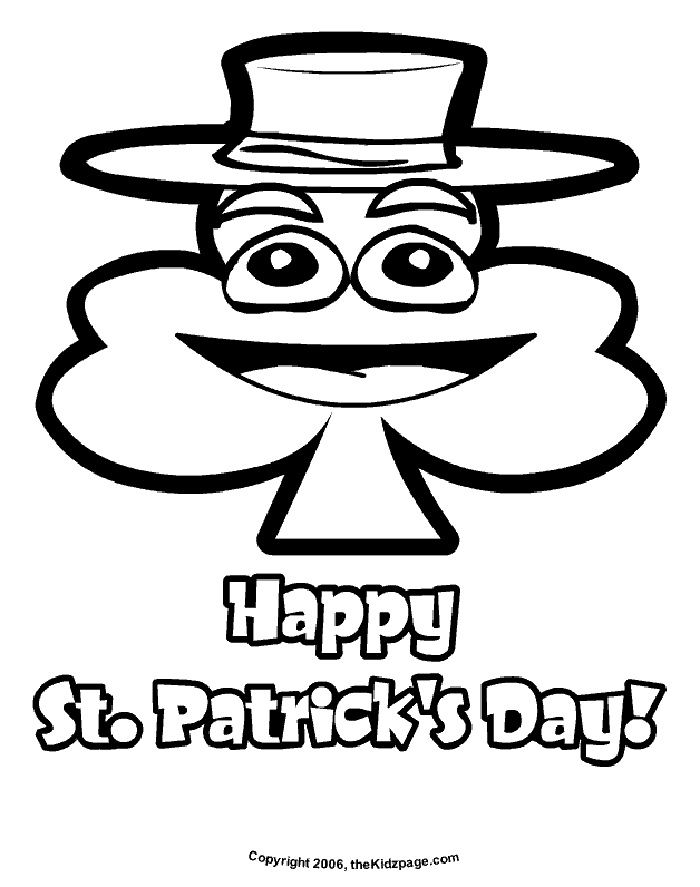 shamrock with hat st patricks day coloring pages for kids