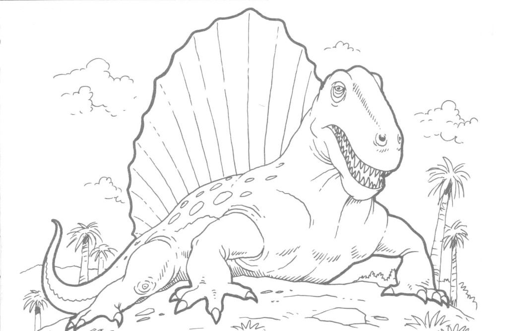 Thanksgiving Dimetrodon Dinosaur Coloring Page - deColoring