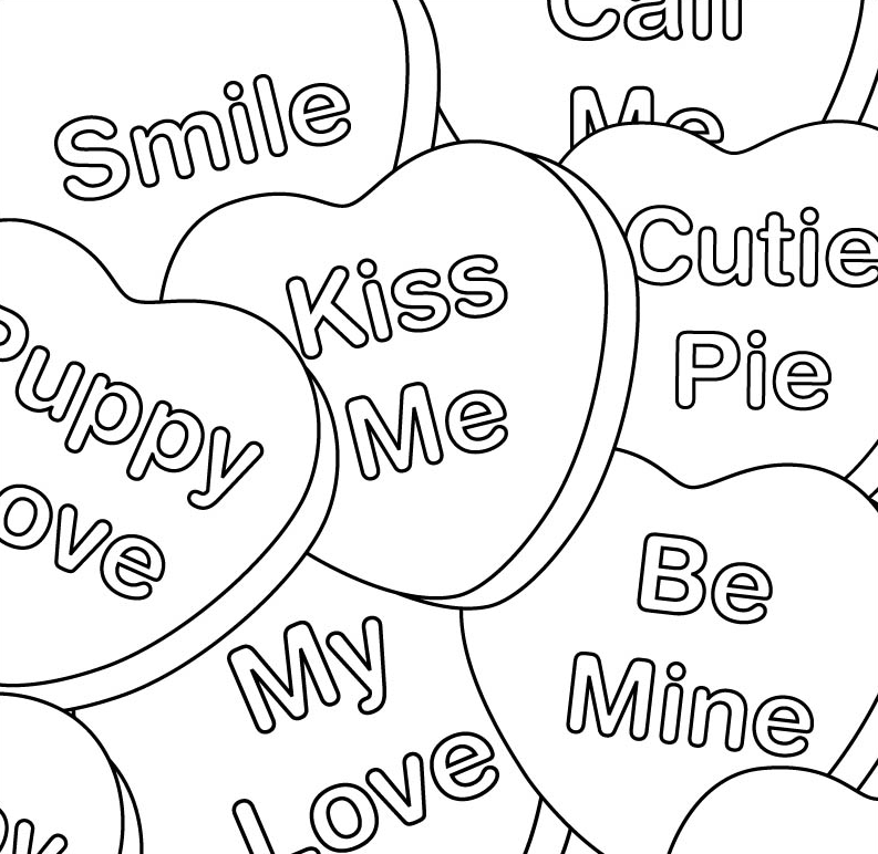 Valentines Day Hearts Coloring Page & Coloring Book