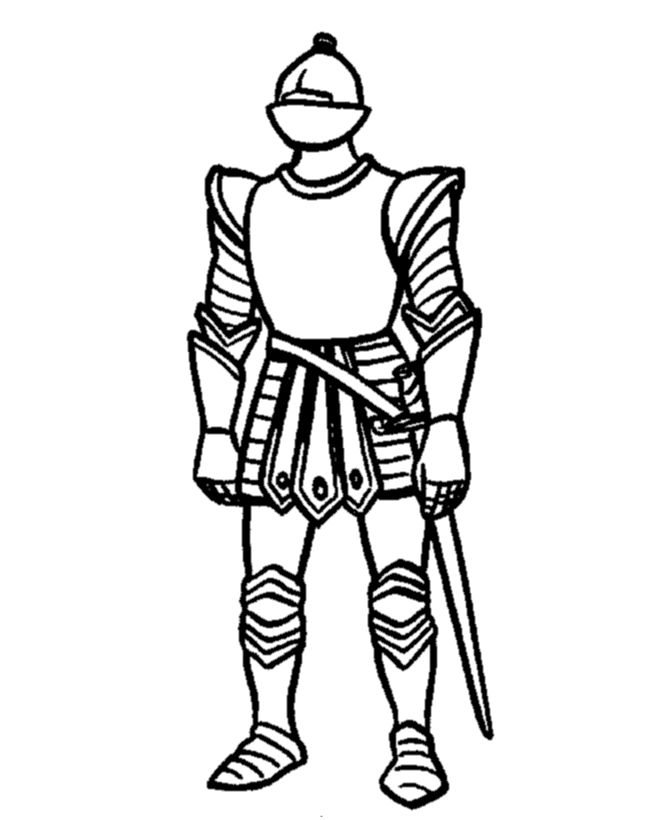 BlueBonkers - Medieval Knights in Armor Coloring Sheets - Knight 