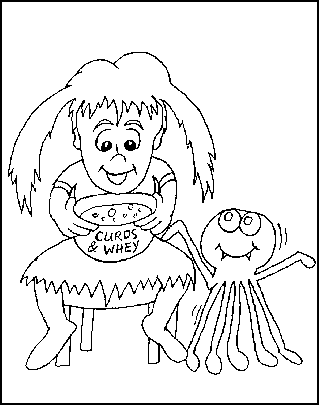 Little Miss Muffet - Free Coloring Pages for Kids - Printable 