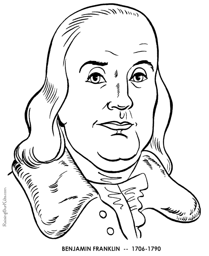 Free, printable Benjamin Franklin coloring pages 013
