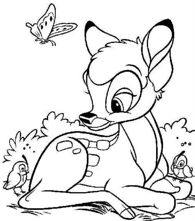 Printable Cute Bambi Coloring Page: Printable Cute Bambi Coloring Page
