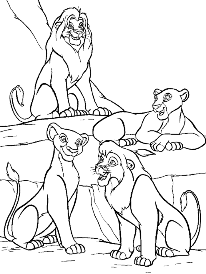 Two Lions Couple Lion King Coloring Page - Disney Coloring Pages 
