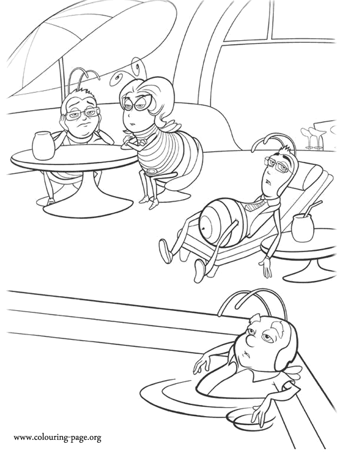 Bee Movie - Janet, Martin and Adam Flayman coloring page