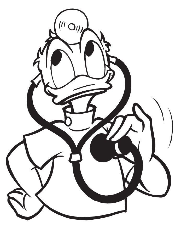 Doctor Donald Duck Coloring Page | HM Coloring Pages