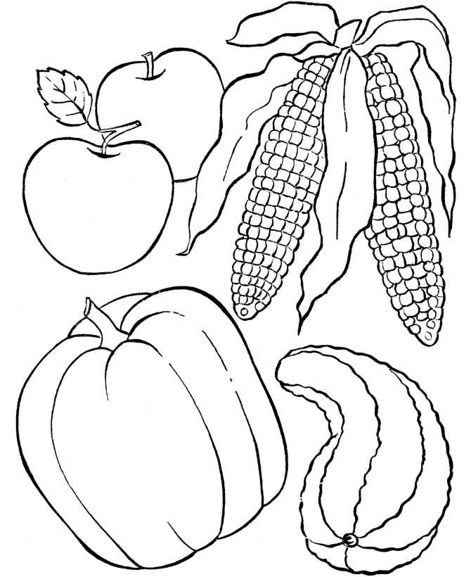 Thanksgiving Dinner Coloring Page Sheets - Fruit of the field 