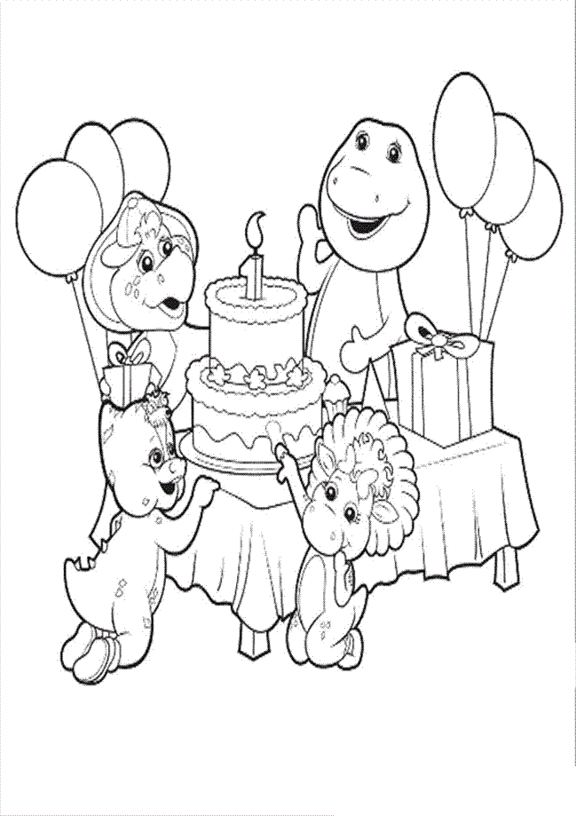 barney coloring pages birthday | Coloring Pages For Kids