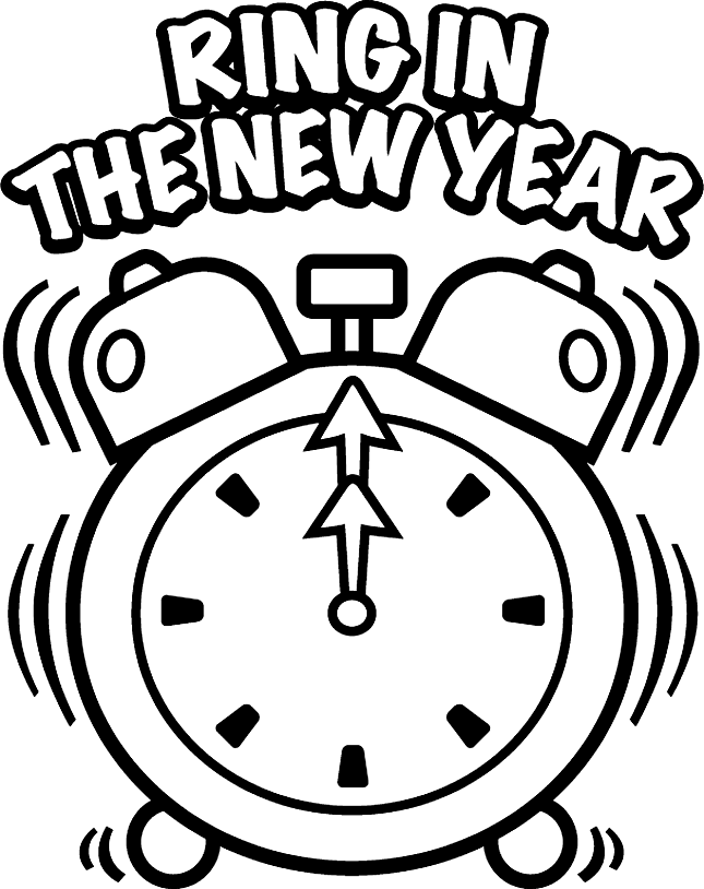 New Year Clock Coloring ~ Child Coloring