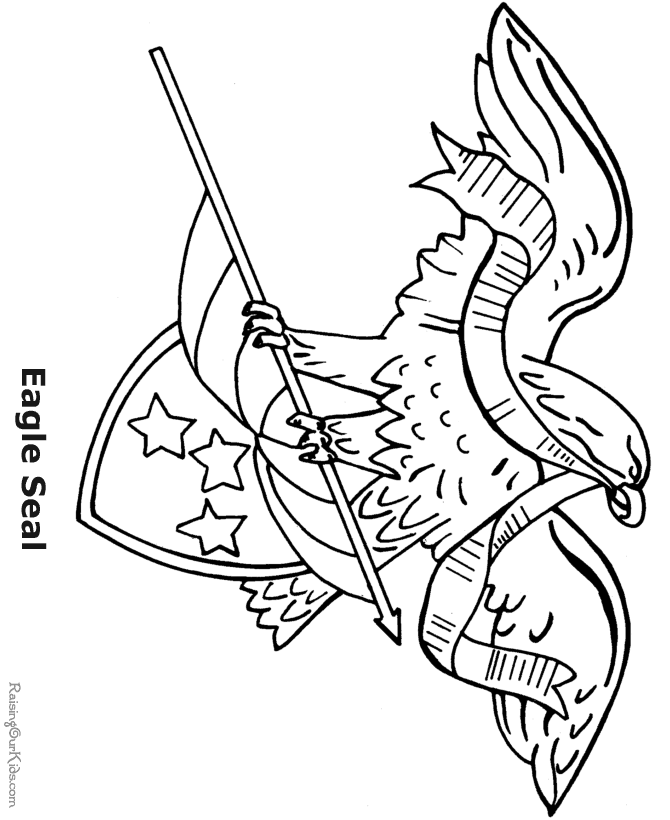 Pin Coloring Pages Eagle Holding Flag Free Printable Design on 
