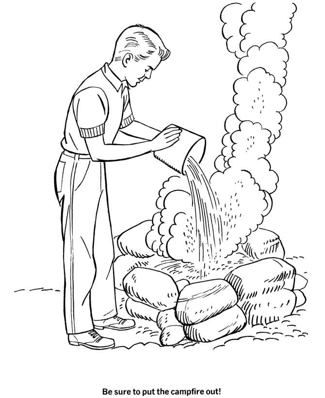Arbor Day Coloring Pages - Extinguish campfires Coloring Pages 