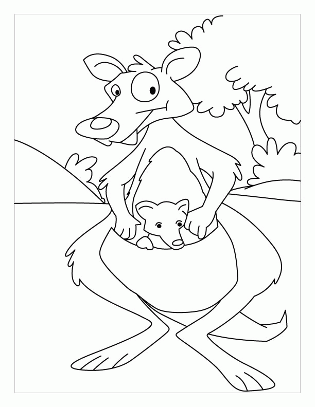 Mother kangaroo with her baby coloring pages | Download Free 