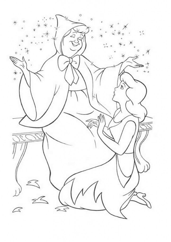 Animals: Wonderful Fairy Godmother And Cinderella Coloring Pages 